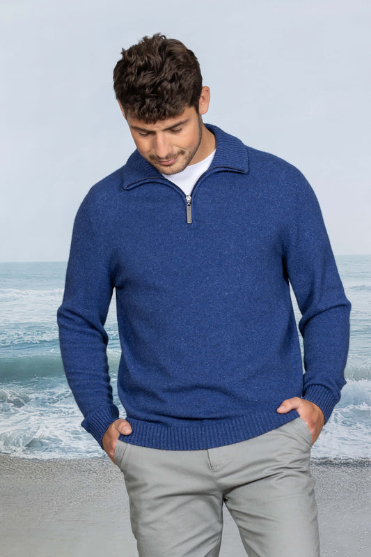 Noble Wilde - Men's 1/2 Zip Jersey - Deep Blue or Natural