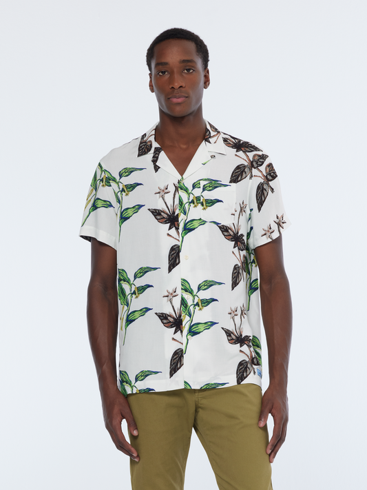 Scotch & Soda - Short Sleeved Print Shirt - Leaf White