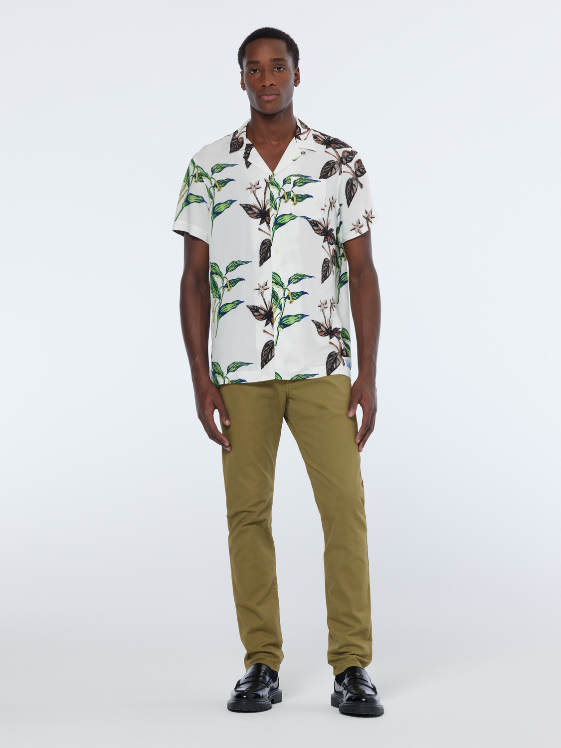 Scotch & Soda - Short Sleeved Print Shirt - Leaf White