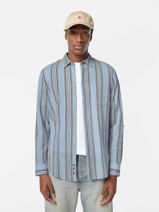Scotch & Soda - Crinkle Stripe Shirt - Red/Pink or Camel/Blue