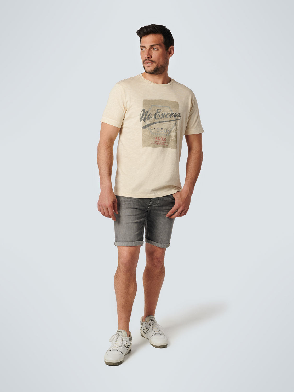 No Excess - Dyed Print T-Shirt - Cream or Light Army Green