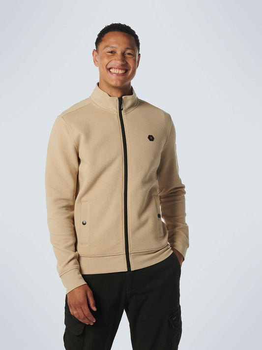 No Excess - Full Zip Jacquard Sweater - Stone or Black