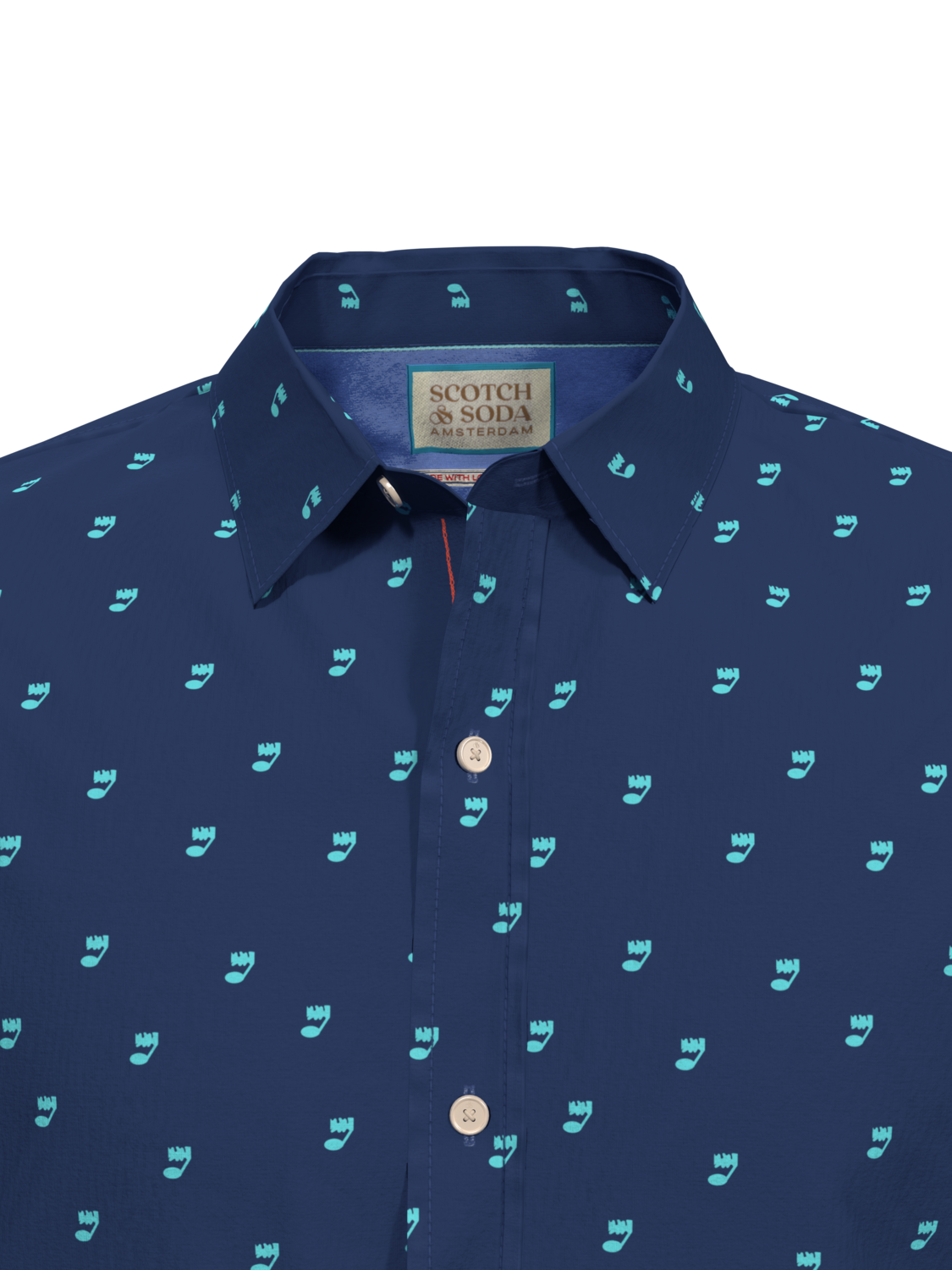 Scotch & Soda - Ditsy printed Poplin Shirt - Music Note Steel