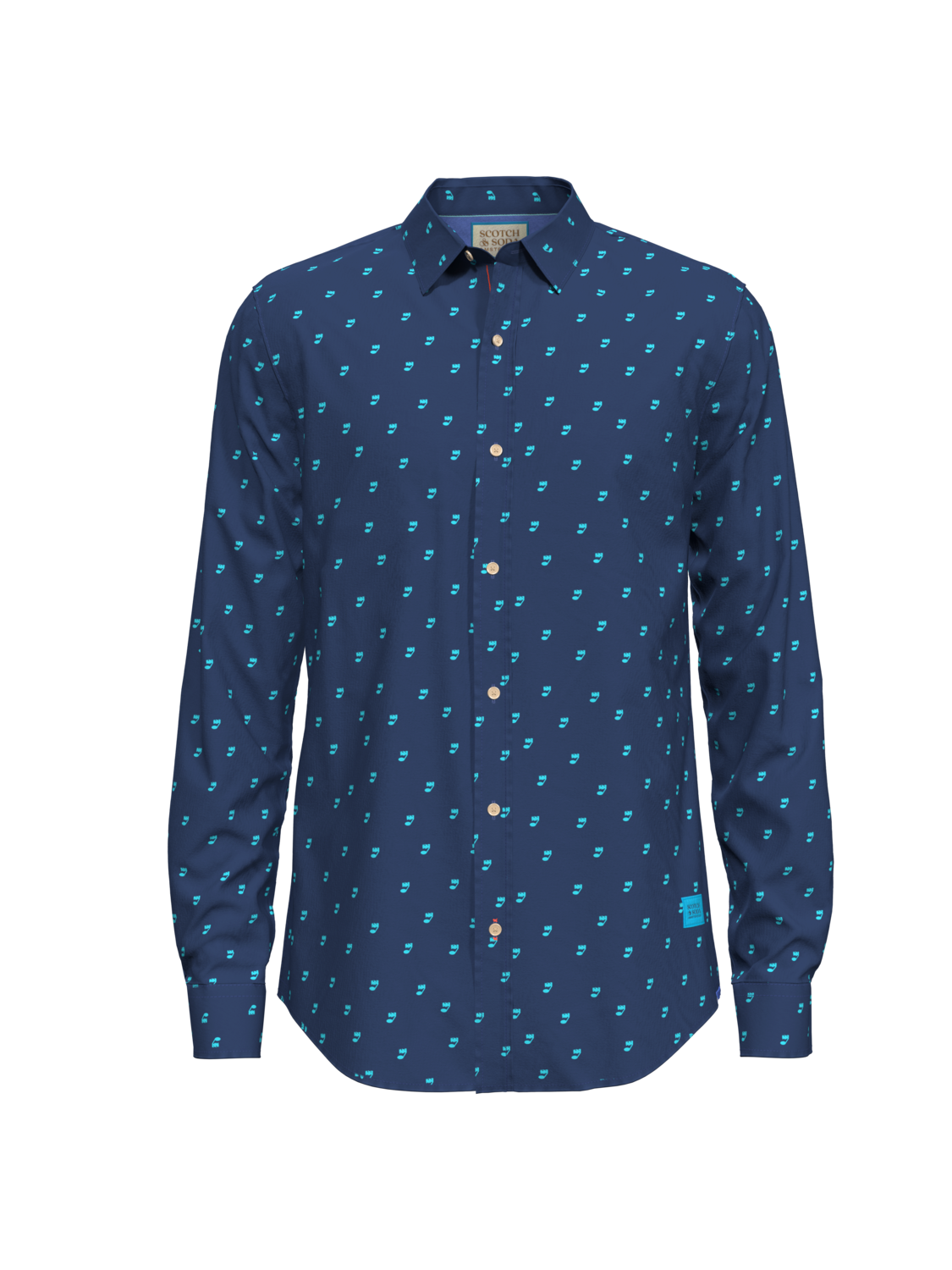 Scotch & Soda - Ditsy printed Poplin Shirt - Music Note Steel