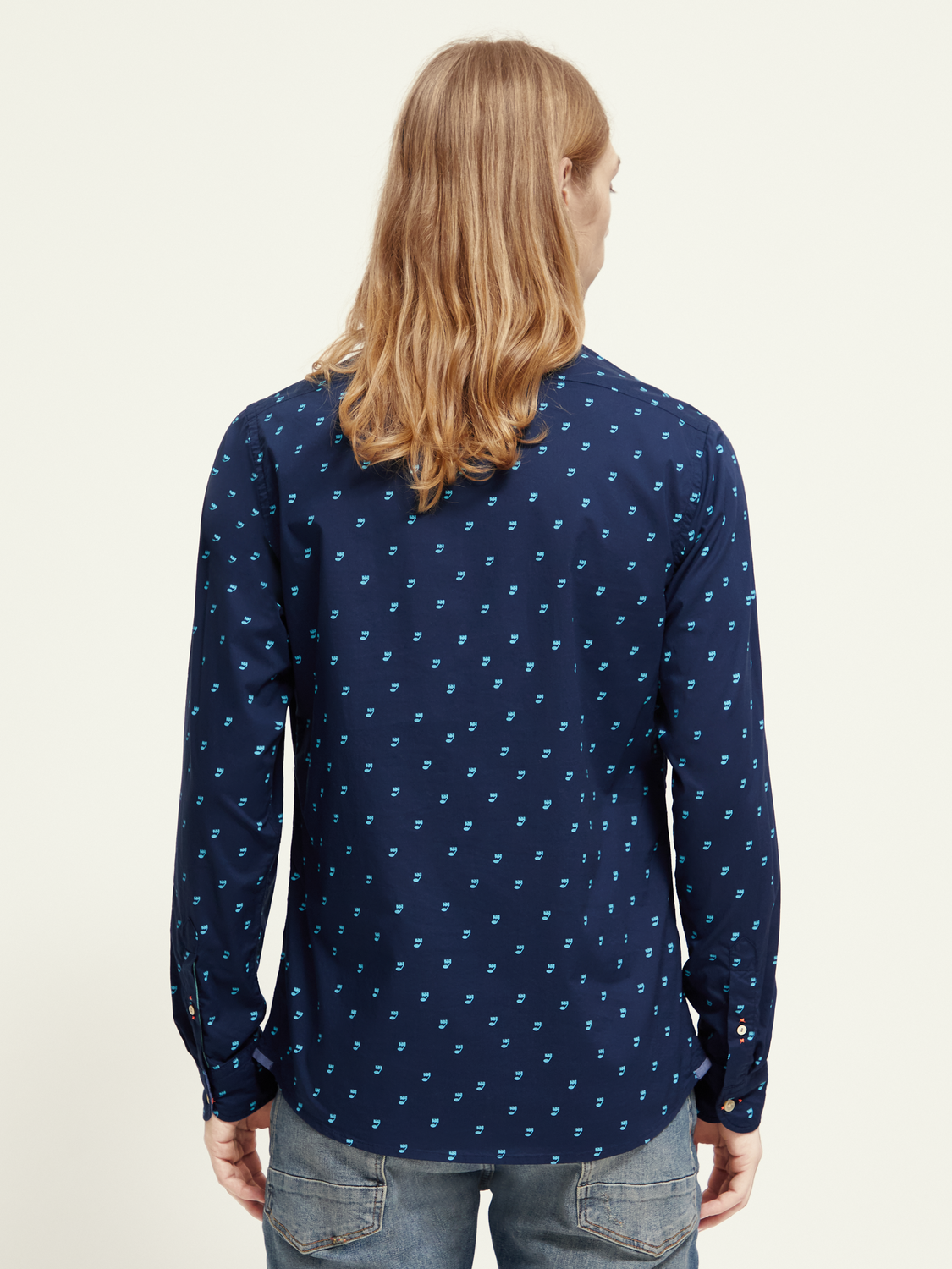 Scotch & Soda - Ditsy printed Poplin Shirt - Music Note Steel