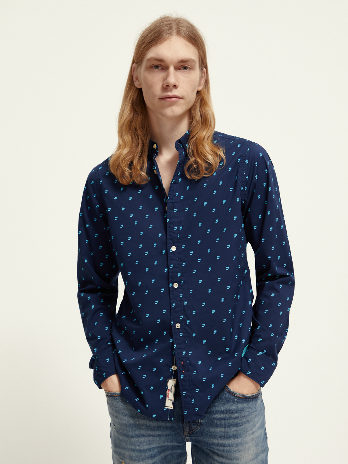 Scotch & Soda - Ditsy printed Poplin Shirt - Music Note Steel