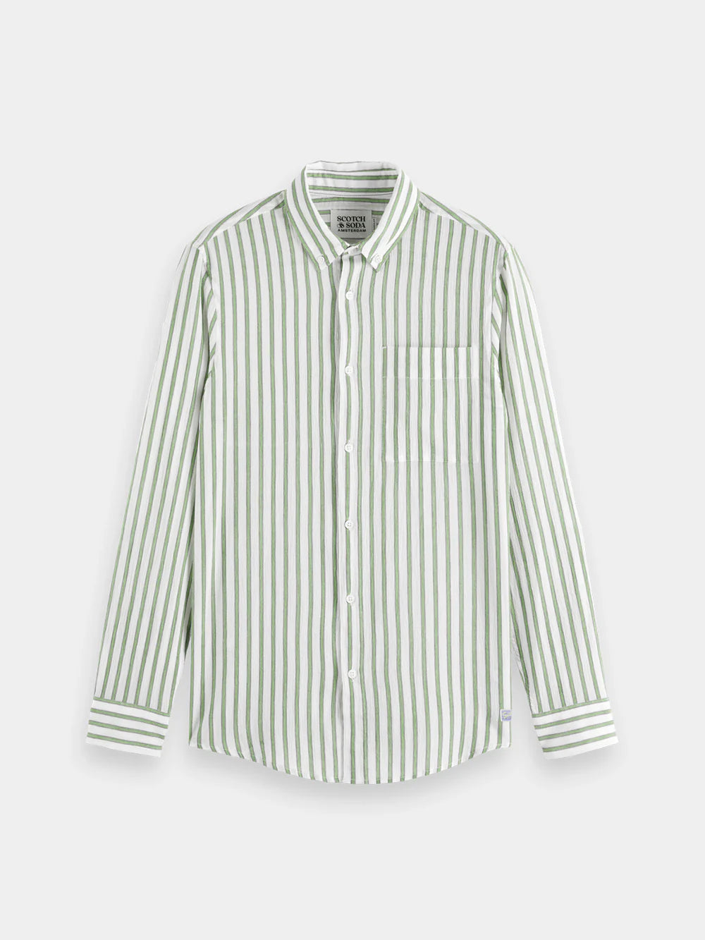 Scotch & Soda - Crinkle Striped Shirt - Firefly Green