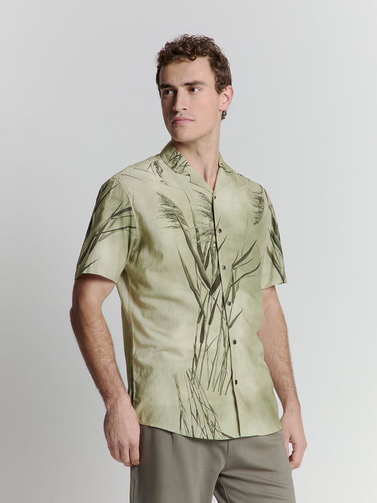 No Excess - Revers Collar Short Sleeved Shirt - Mint