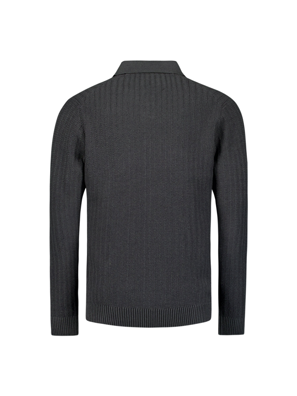 No Excess - Polo Collar Pullover - Dark Grey