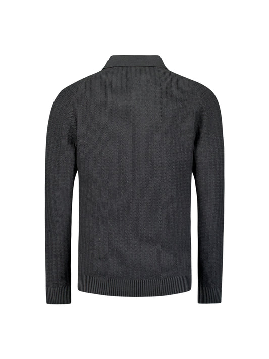 No Excess - Polo Collar Pullover - Dark Grey