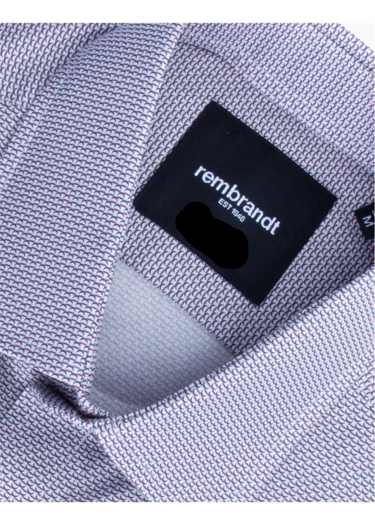 Rembrandt - Sinatra Shirt - Maroon & Navy Geo Print