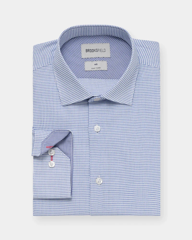 Brooksfield Easy Care Shirts - Small Textured - Brown or Blue