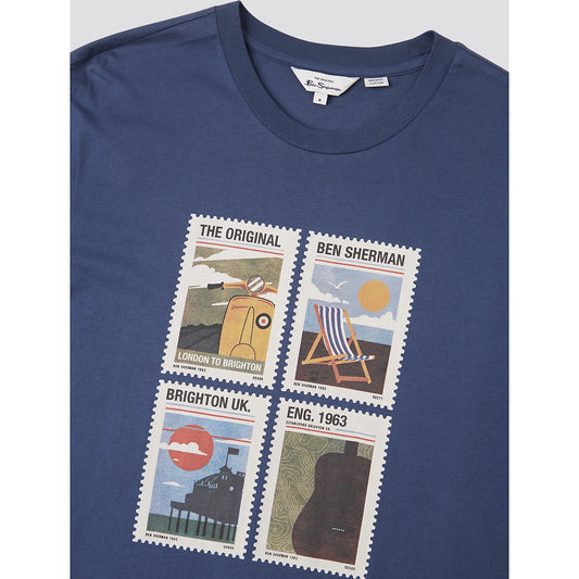 Ben Sherman - Travel Stamps Blue Tee