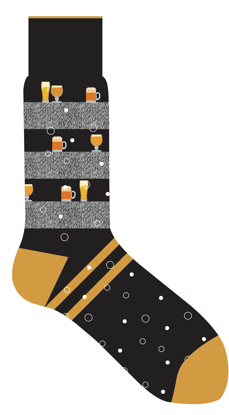 Lorenzo Uomo Socks  - Black/Beer Stripe