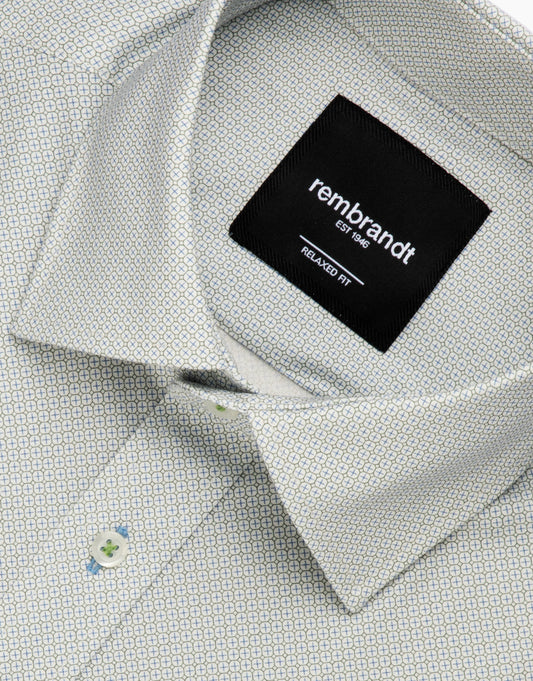 Rembrandt - Sinatra Shirt - Light Green Circle Micro
