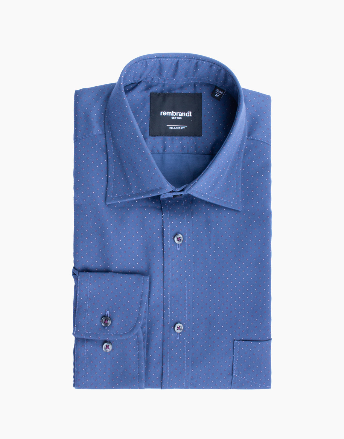 Rembrandt - Sinatra Shirt - Navy & Maroon Dot