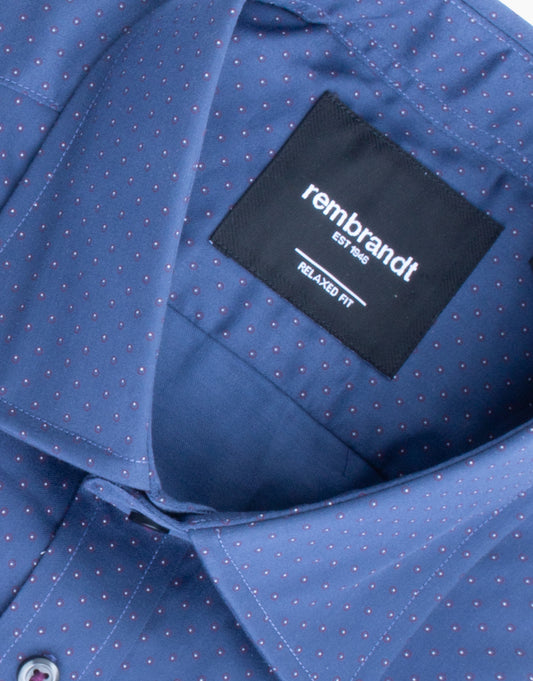Rembrandt - Sinatra Shirt - Navy & Maroon Dot