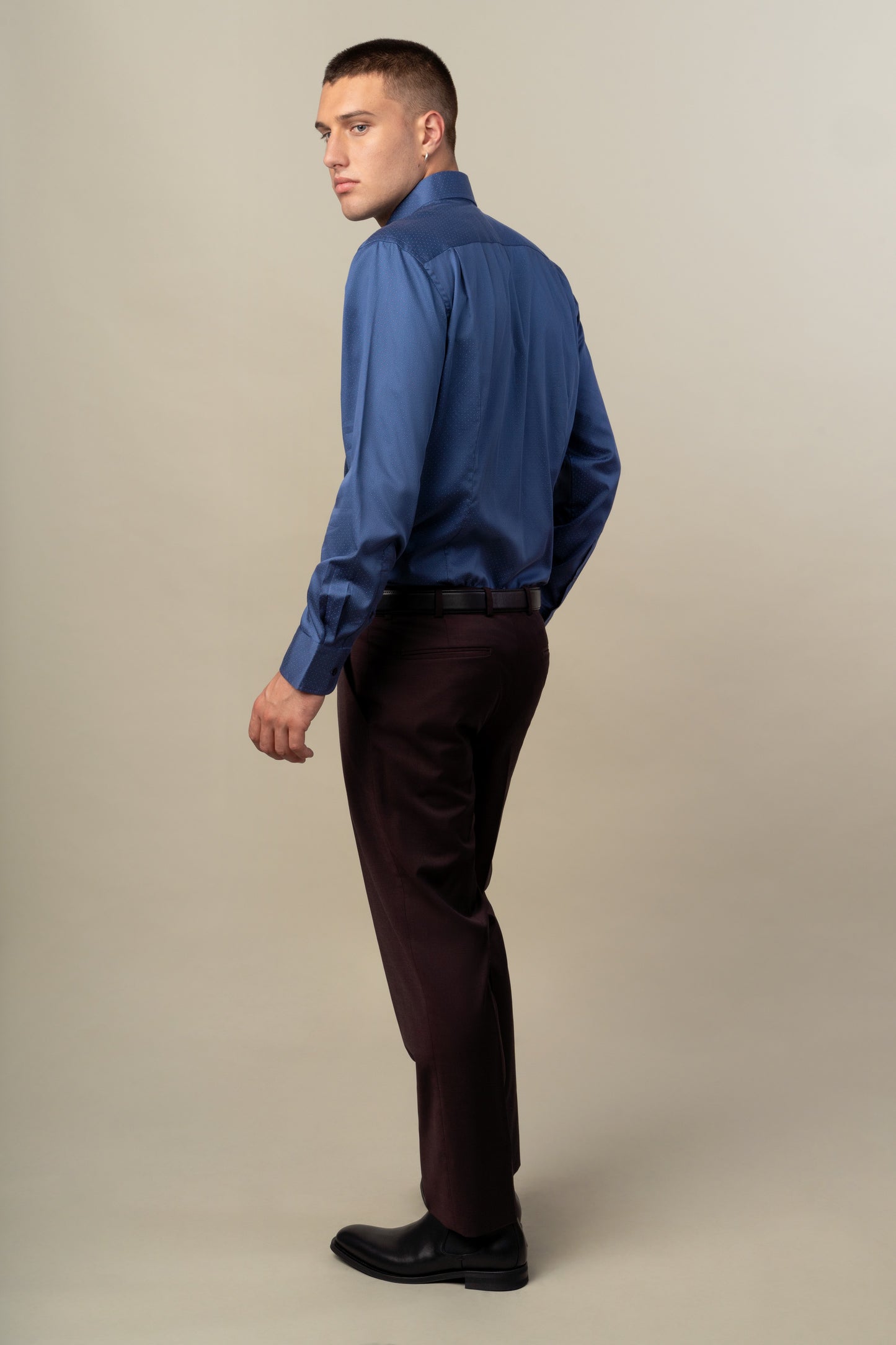 Rembrandt - Sinatra Shirt - Navy & Maroon Dot