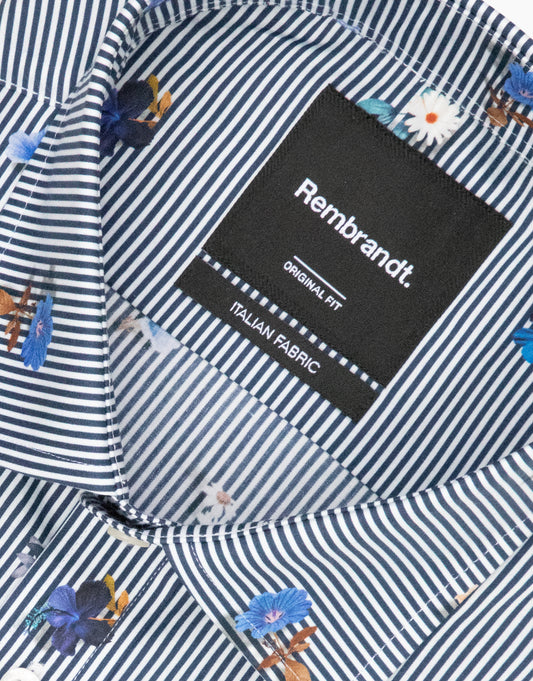 Rembrandt - London Shirt - Navy Floral Stripe