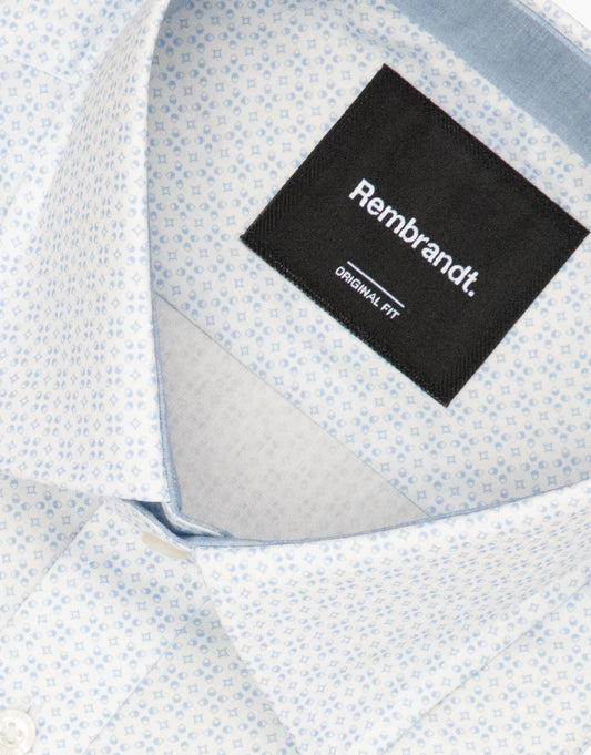 Rembrandt - Barbican Shirt - Light Blue & White Microdesign