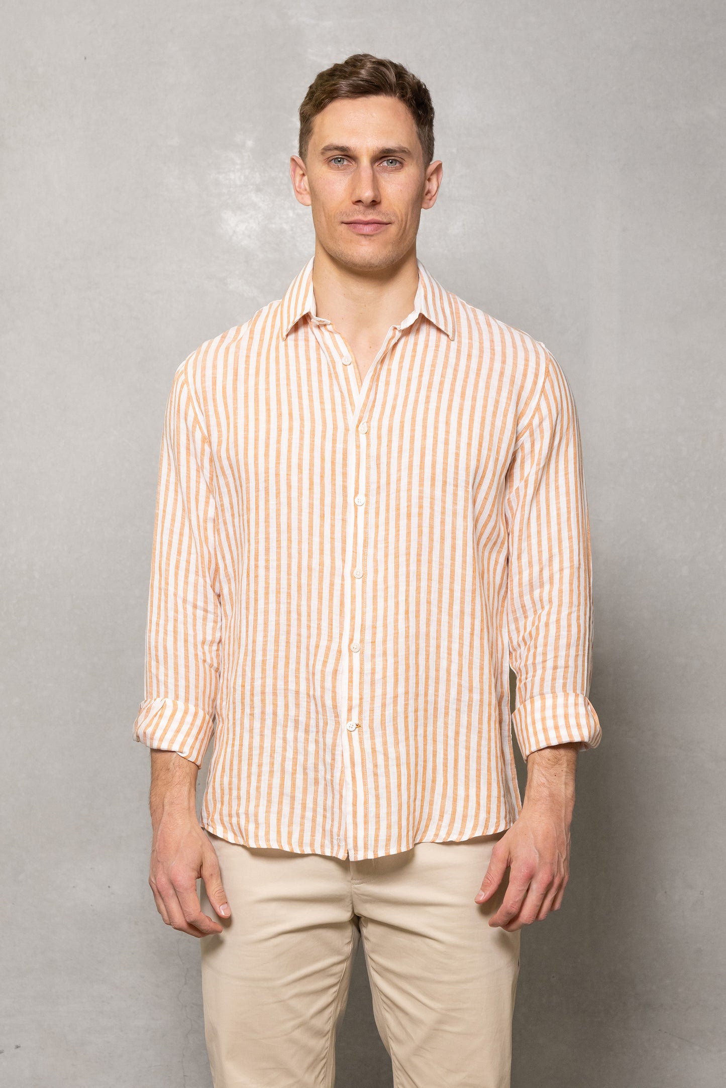 Cutler & Co - Blake Shirt - Striped Linens - Blue or Orange