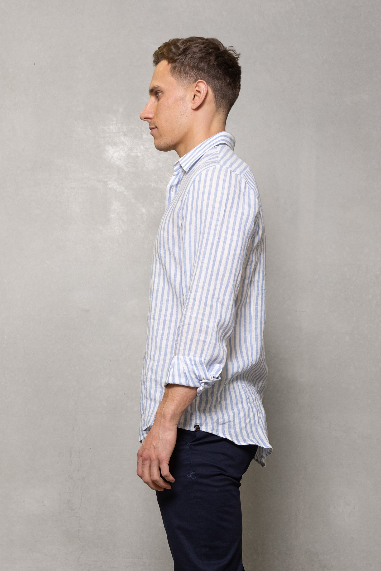 Cutler & Co - Blake Shirt - Striped Linens - Blue or Orange