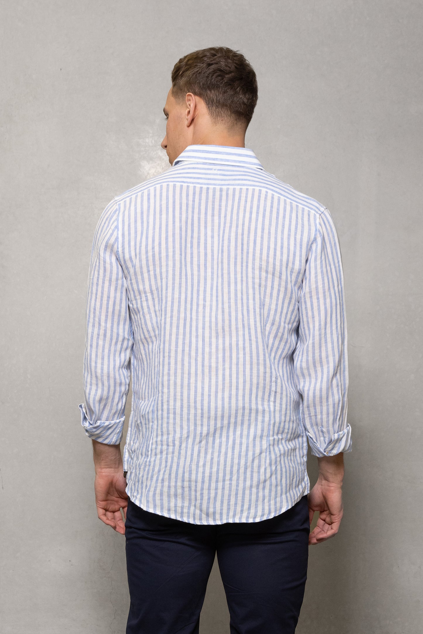 Cutler & Co - Blake Shirt - Striped Linens - Blue or Orange