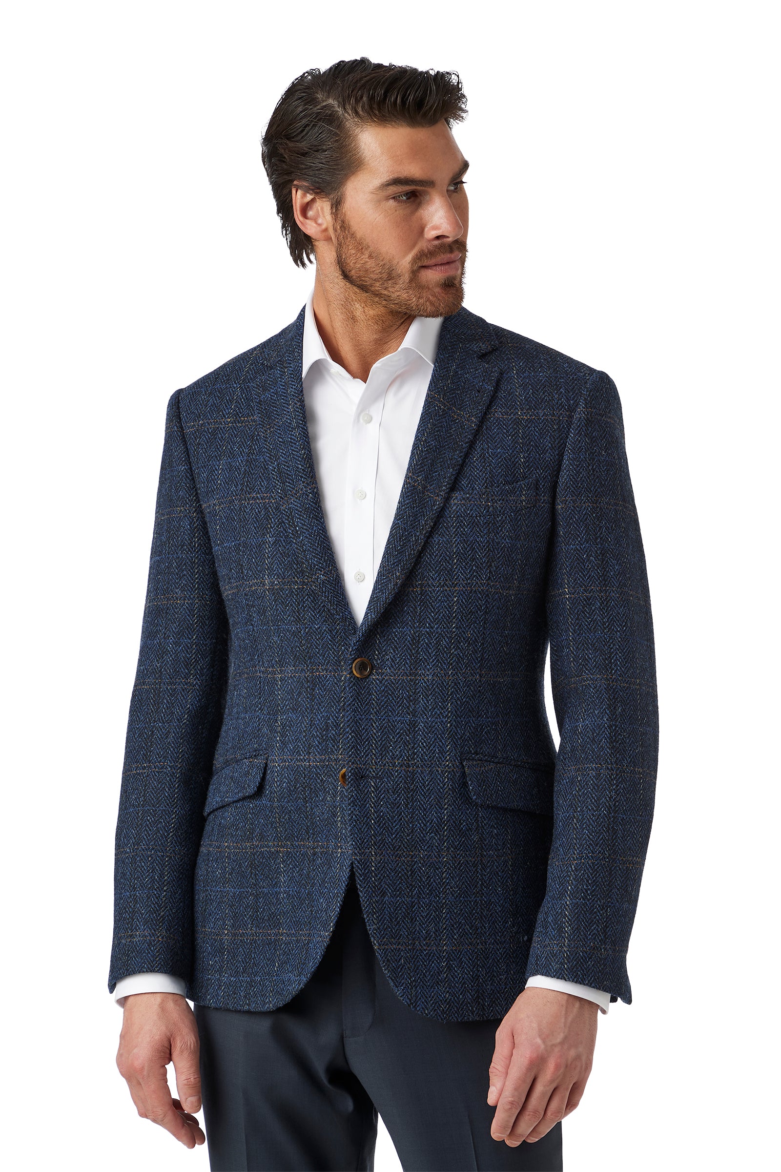 Cambridge - Harris Tweed Jacket - Navy/Gold Check – McKnight & Brown