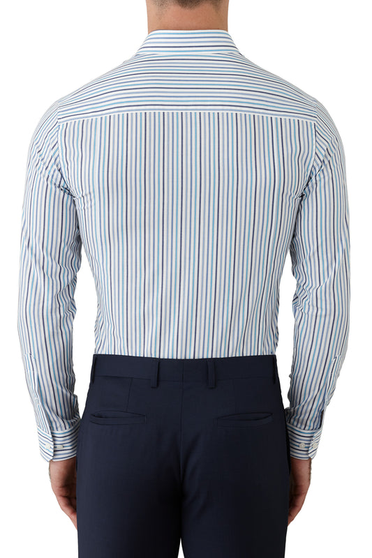 Gibson Motion Shirt - Blue/Navy/Aqua Stripe