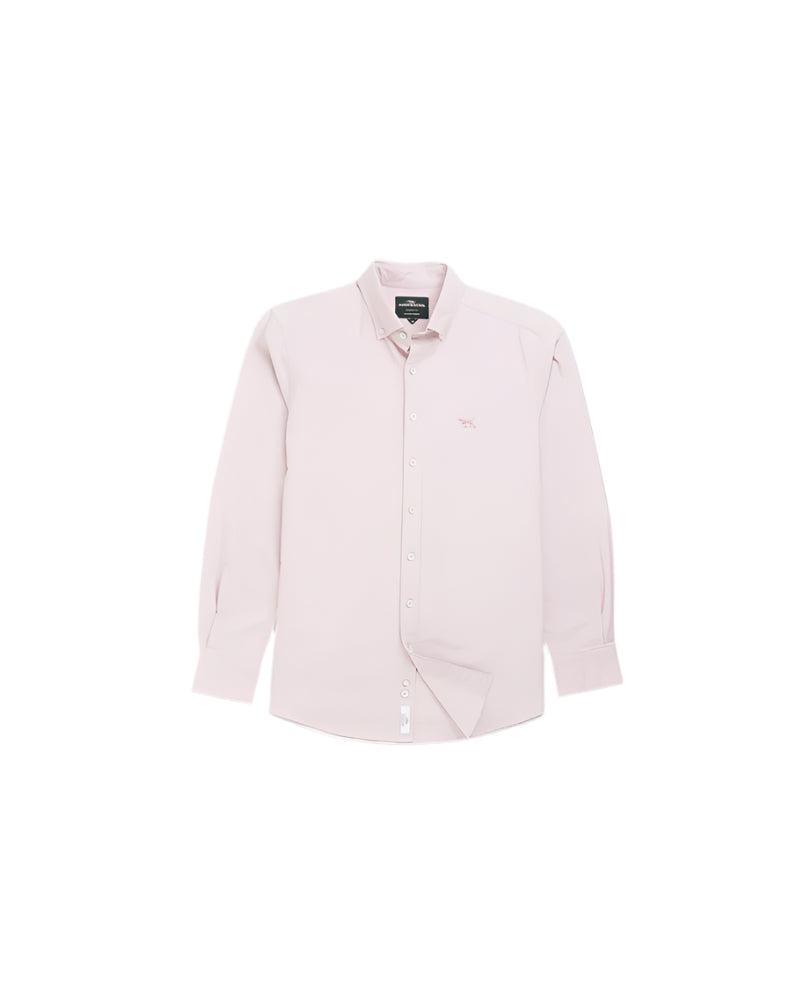 Pink dress shirt on a light gray background