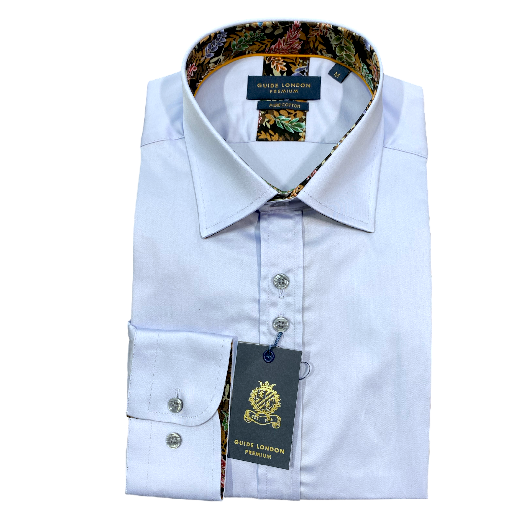 Guide London - Plain Cotton Sateen Shirt - Sky