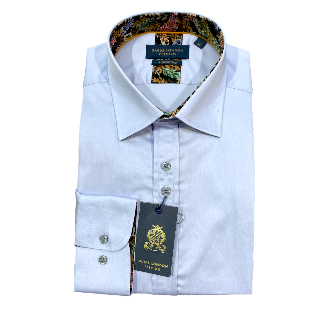 Guide London - Plain Cotton Sateen Shirt - Three Colour Options