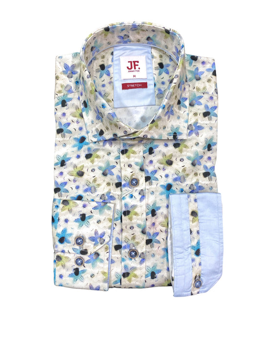 Jimmy Fox - Blue/Green Daffodil Print Shirt