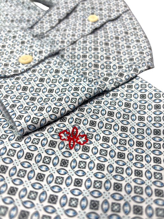 Two Flowers - Florian Shirt - Blue Geo