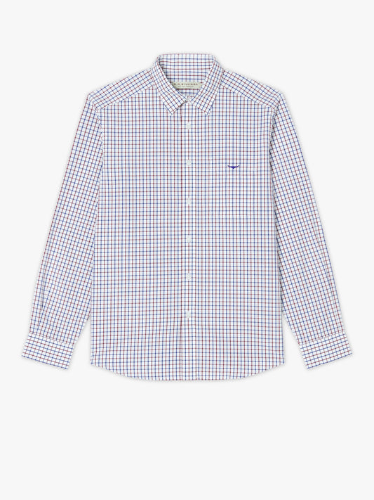 R. M. Williams Collins Shirt - Navy/Burgundy/White