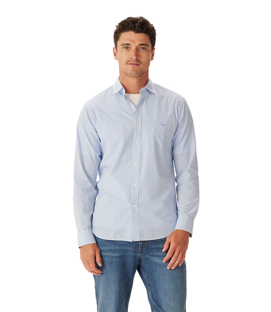 R. M. Williams - Regular Poplin Stripe Shirt - Blue