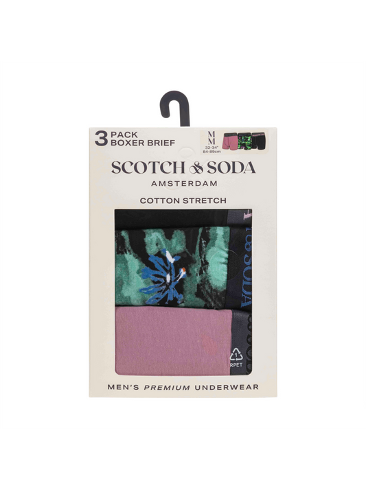 Scotch & Soda - 3 Pack Cotton Stretch Underwear - Black/Green