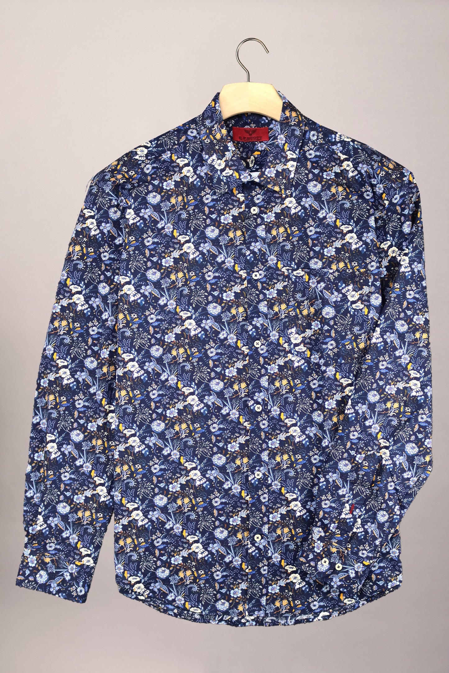 R.F. Scott - Fielding Shirt - Dark Blue Floral