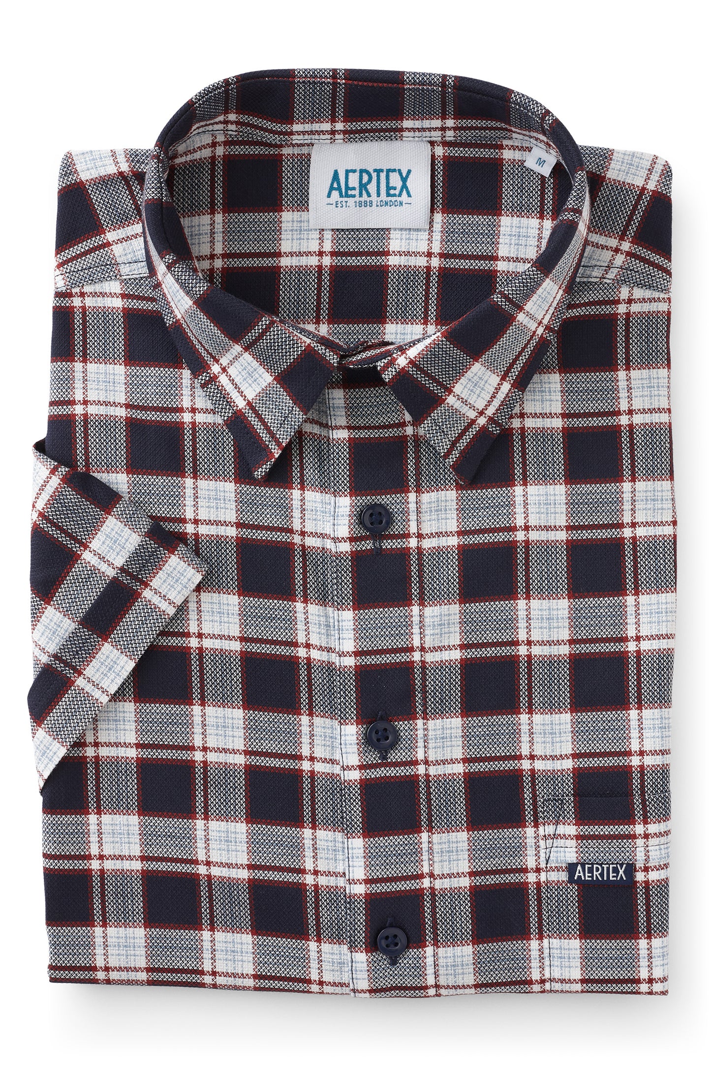 Aertex - Taunton Polo - Navy/Red Check