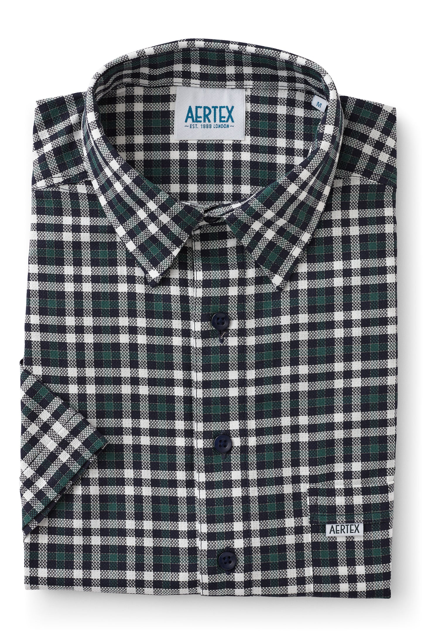 Aertex - Taunton Polo - Navy Green Check