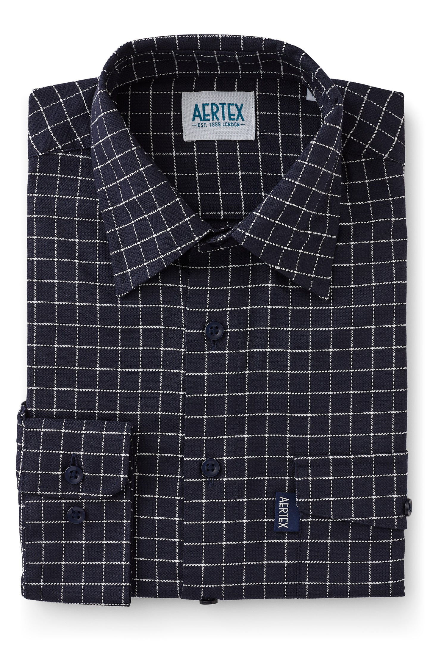 Aertex - Glastonbury Long Sleeved Shirt - Navy