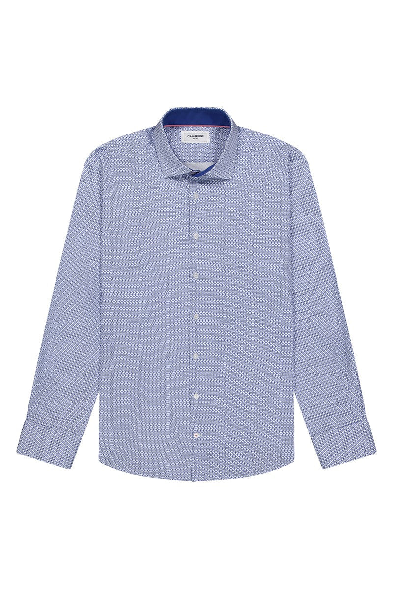 Cambridge - Sorrento Shirt - Blue Geo Print