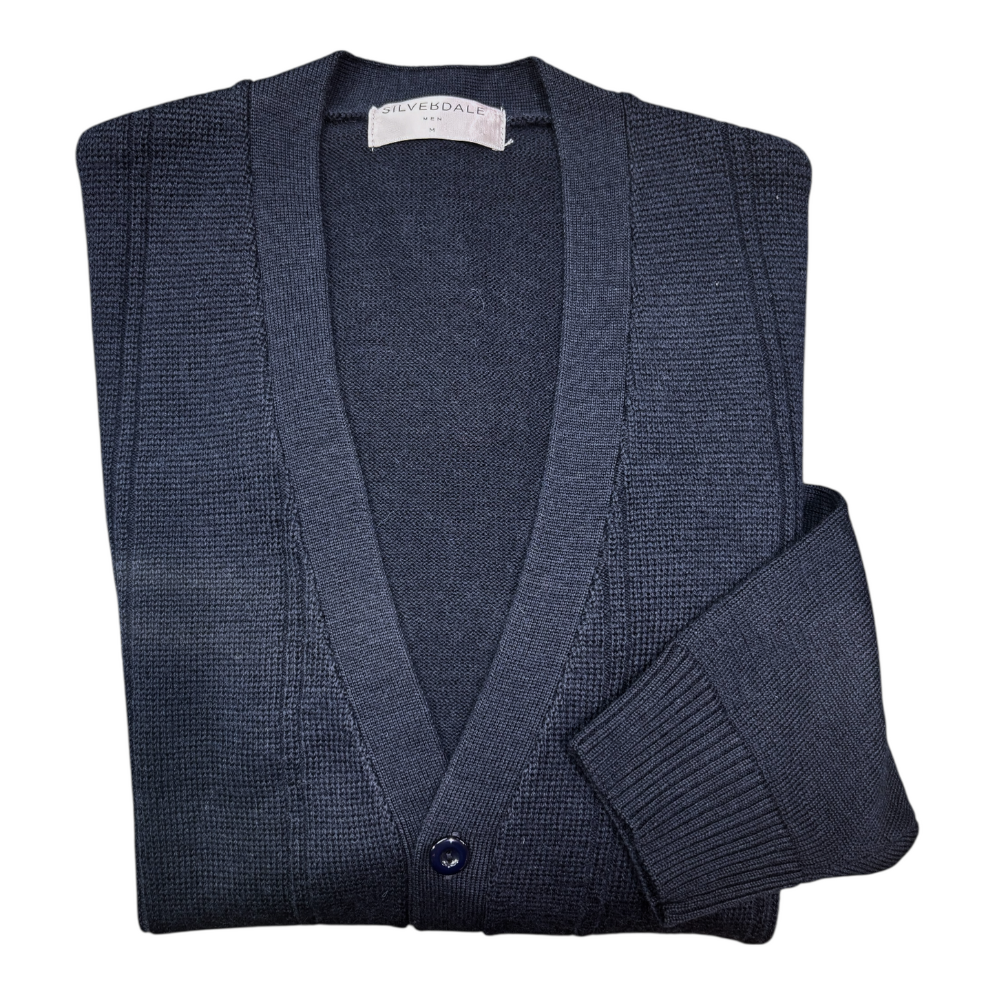 Silverdale - Mid-Weight Ribbed Cardigan - Dark Navy