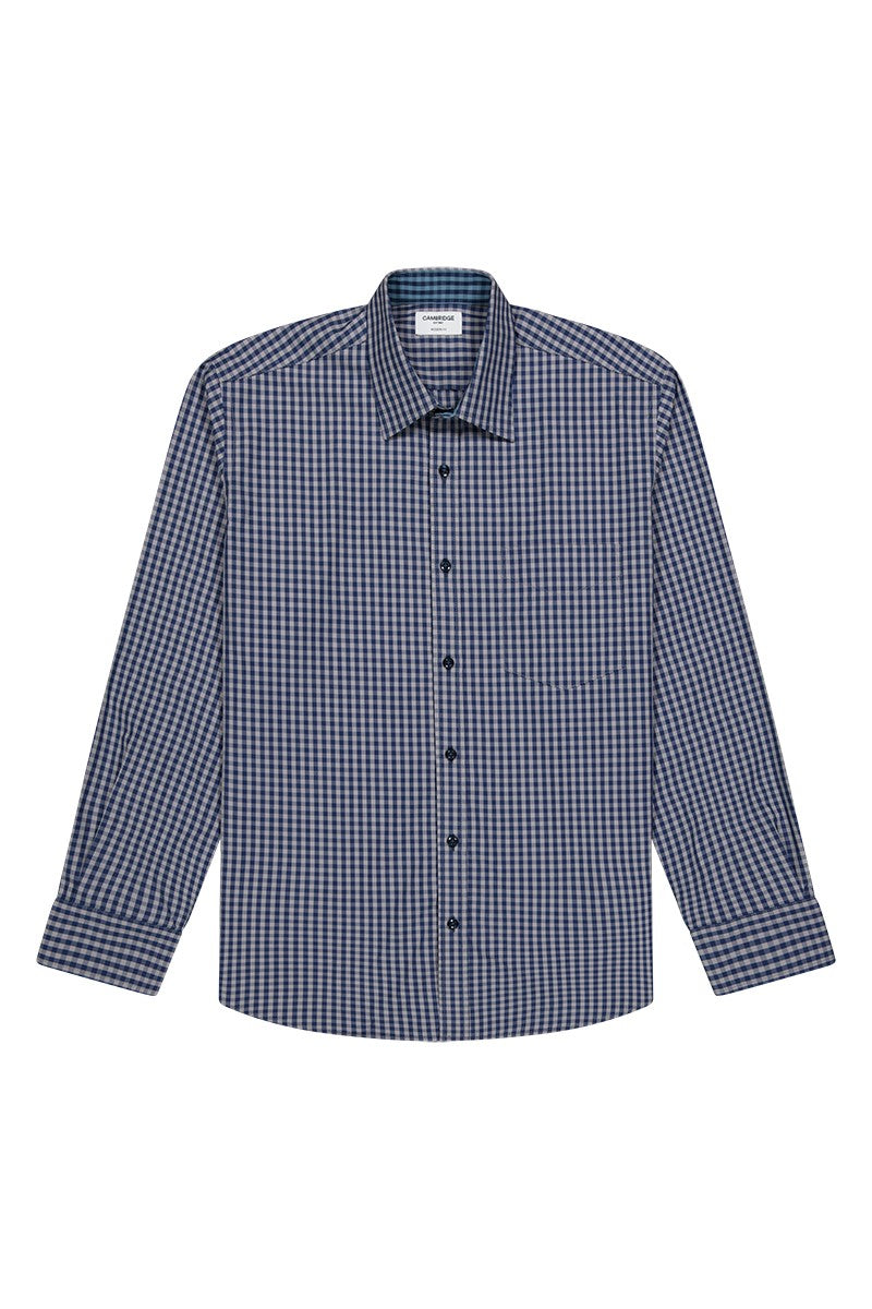 Cambridge - Edmund Check Shirt - Taupe/Blue