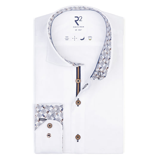 R2 Amsterdam Shirt - White With Contrast Collar