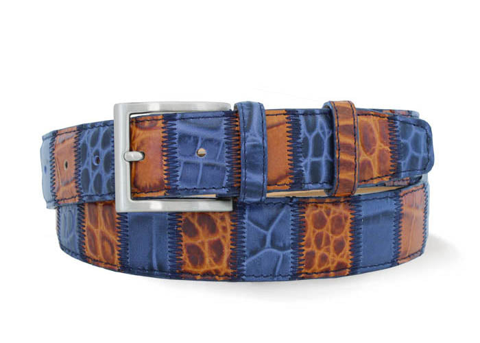Robert Charles Belt - 1628 - Patchwork Blue/Tan  CO-HH 250313