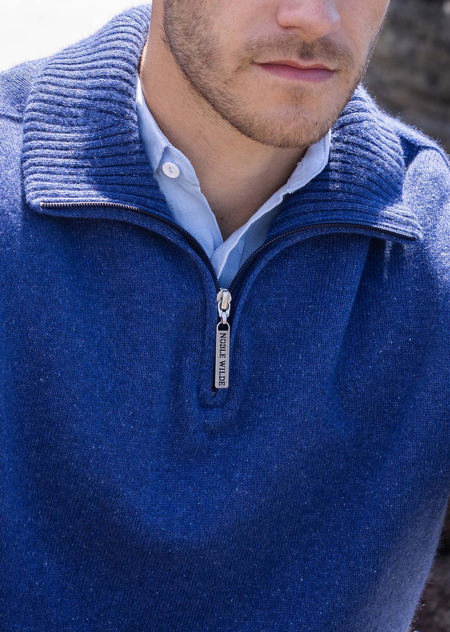 Noble Wilde - Men's 1/2 Zip Jersey - Deep Blue or Natural