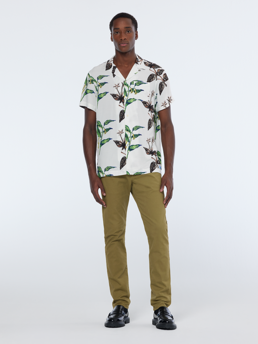 Scotch & Soda - Short Sleeved Print Shirt - Leaf White