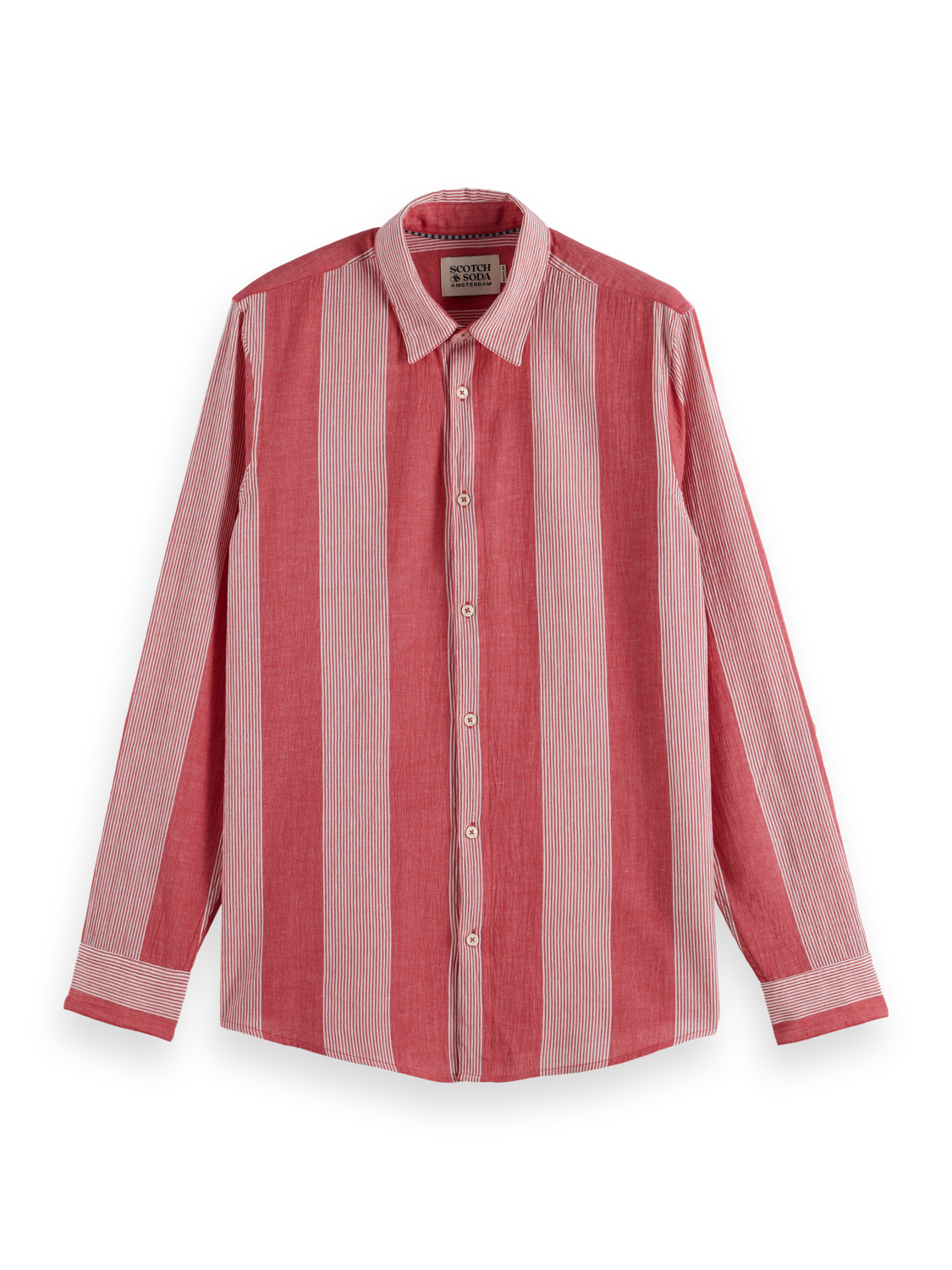 Scotch & Soda - Crinkle Stripe Shirt - Red/Pink or Camel/Blue