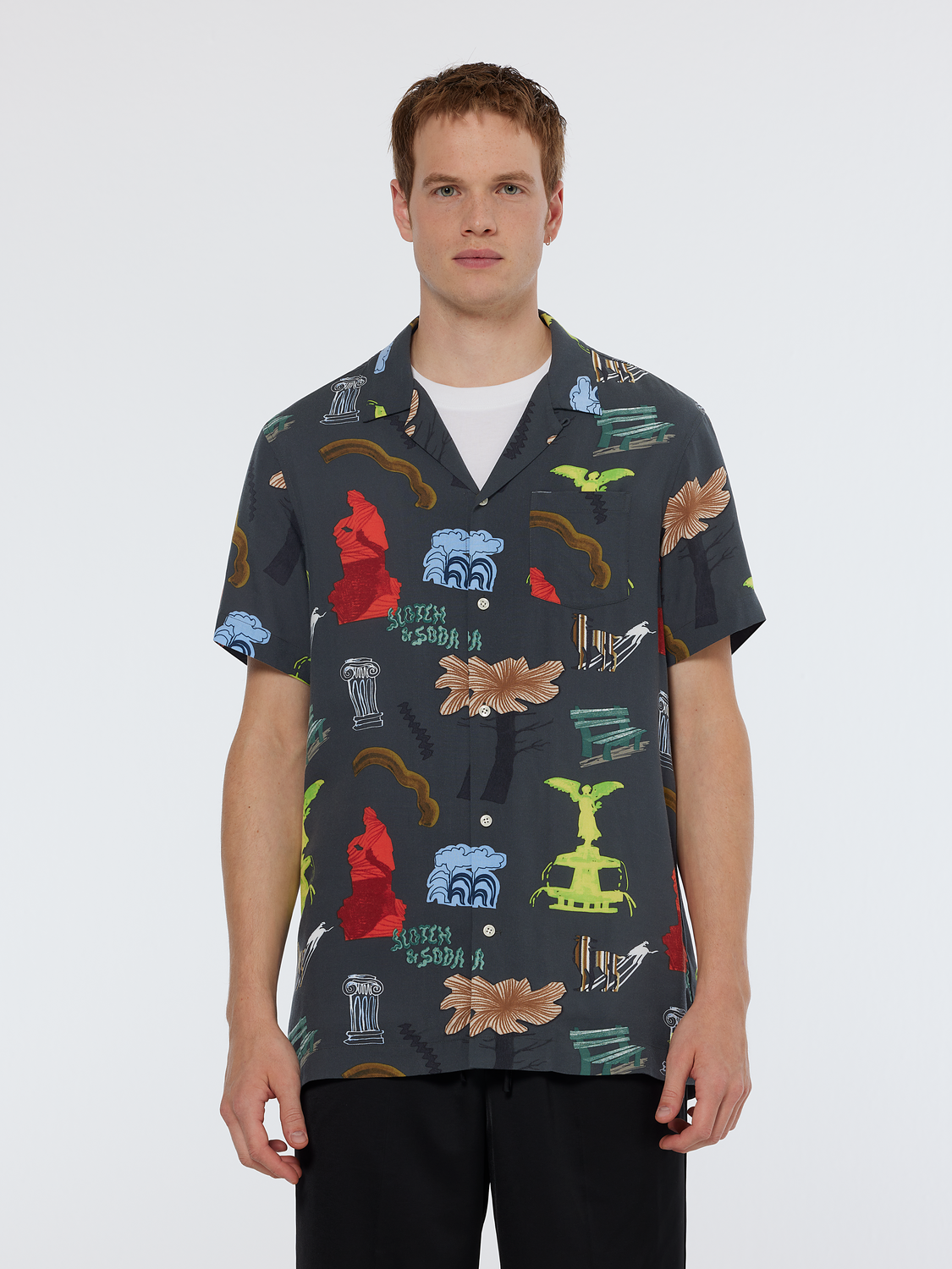 Scotch & Soda - Short Sleeved Print Shirt - Park Green